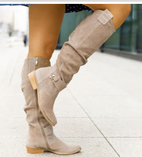 Side-zipper burnout high-top women?s boots