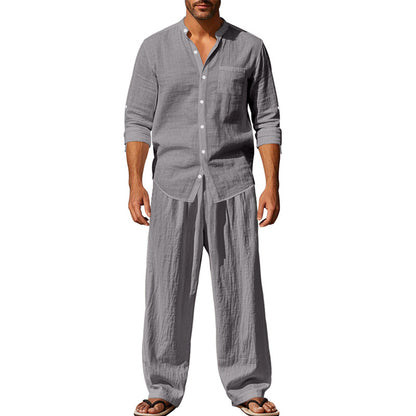 Men's Linen Casual Shirt and Pants Set
