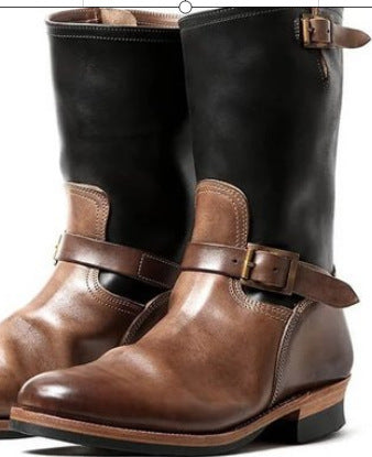 Mens Belt Buckle Mid-Calf Chelsea Boots