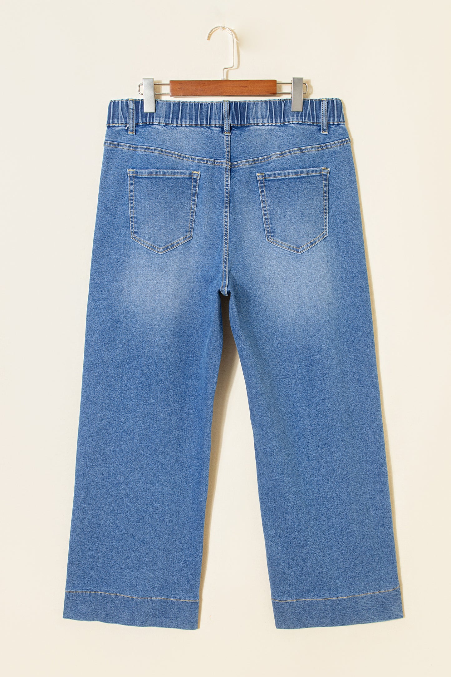 Jeans met acid wash-effect en vetersluiting plus size