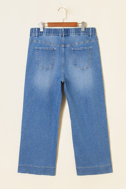 Jeans met acid wash-effect en vetersluiting plus size