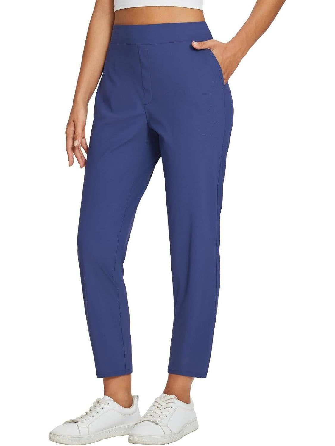 Womens High Waisted Elastic Pocket Casual Pants