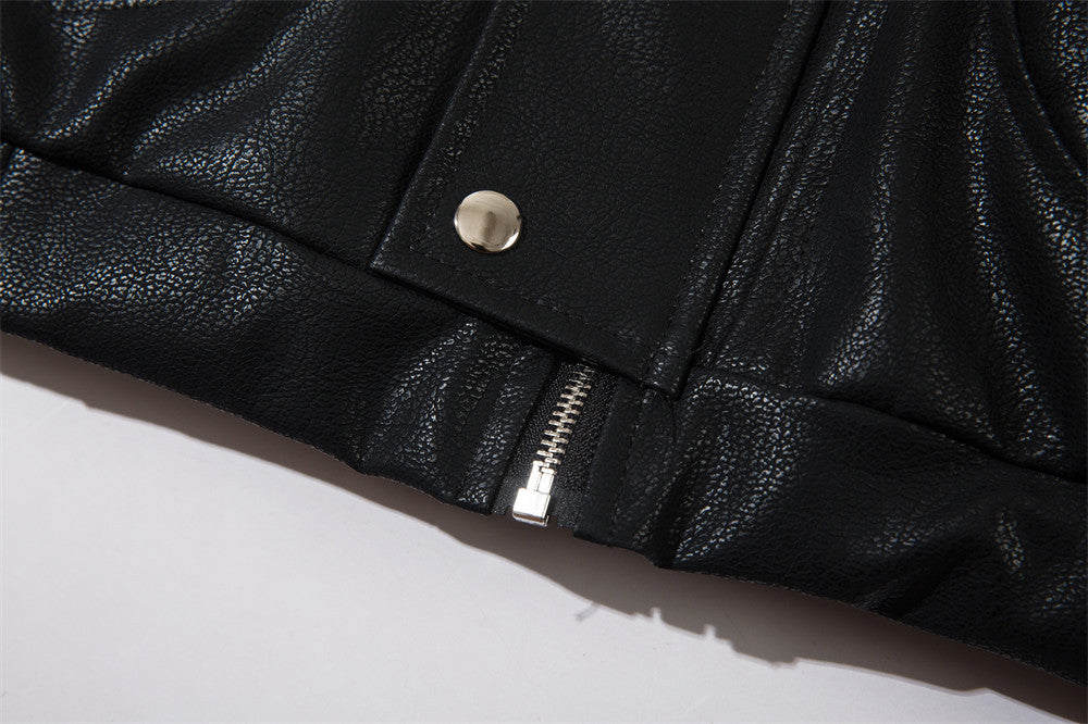 Heren casual Amerikaanse stijl losse PU-leren jacket