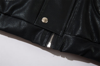 Heren casual Amerikaanse stijl losse PU-leren jacket