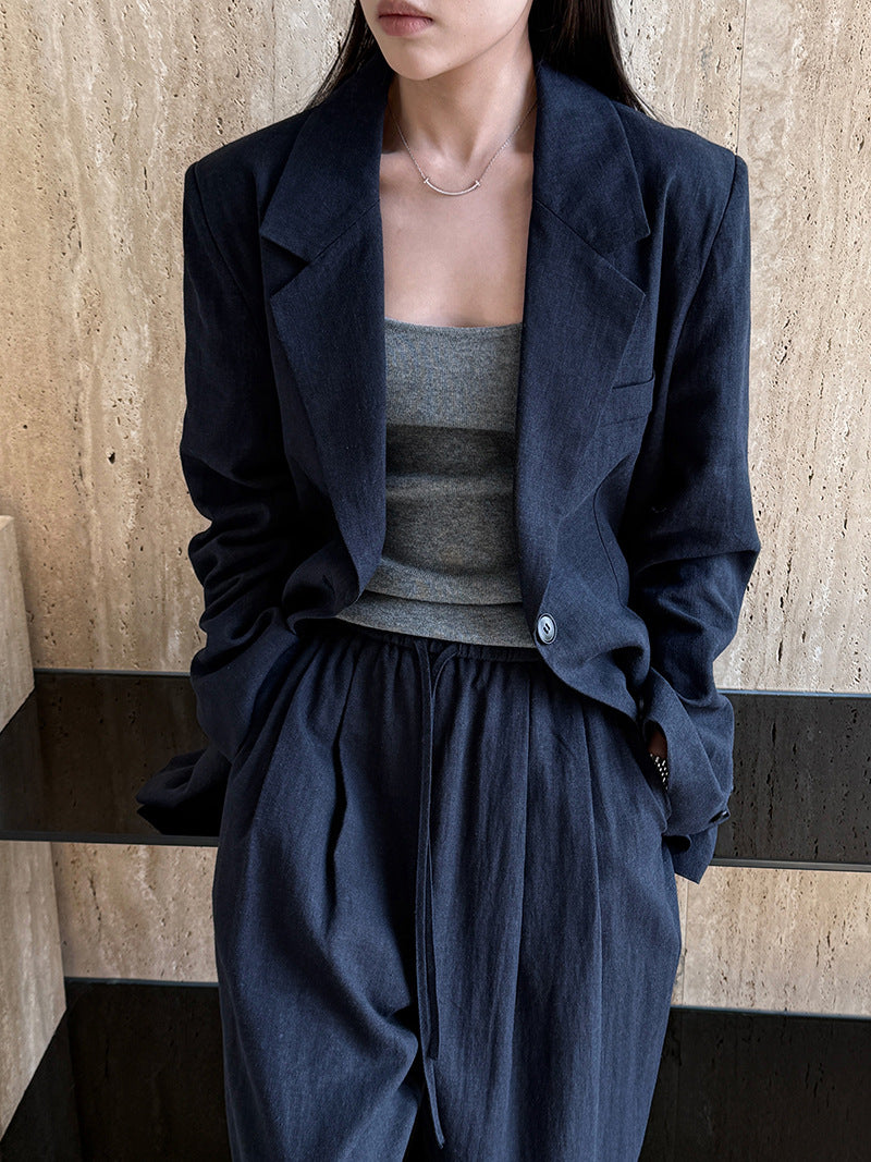 Womens Tencel Linen Blazer and Pants Set
