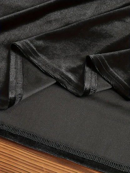 Effen velours damesjurk met lange mouwen en zakken