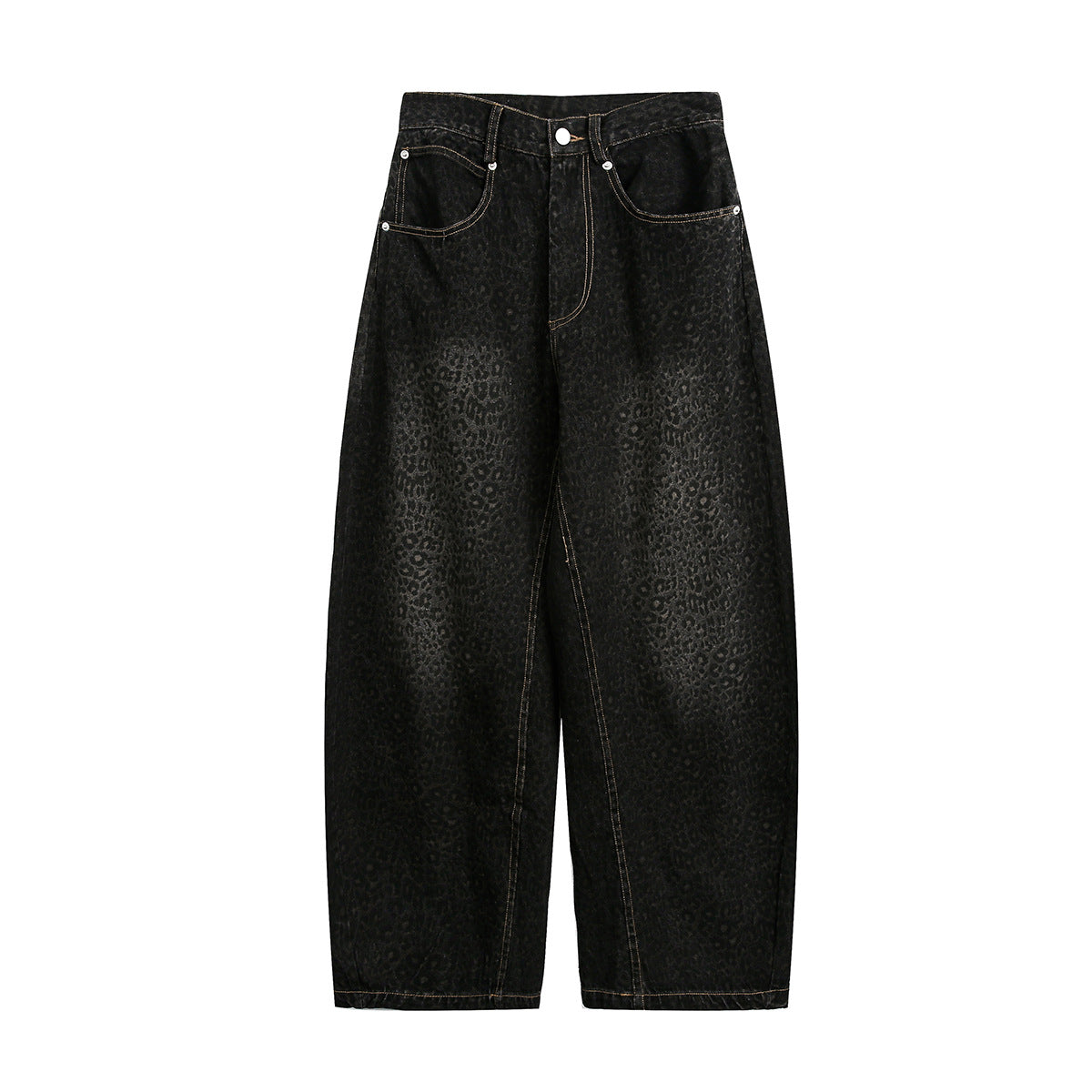 Trendy Leopard Print Wide-Leg Jeans for Men