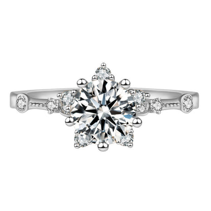 Adjustable Cubic Zirconia Ring Women Classic Six Claw Design