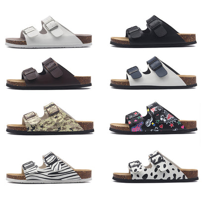 Buckle Flats Cork Slippers