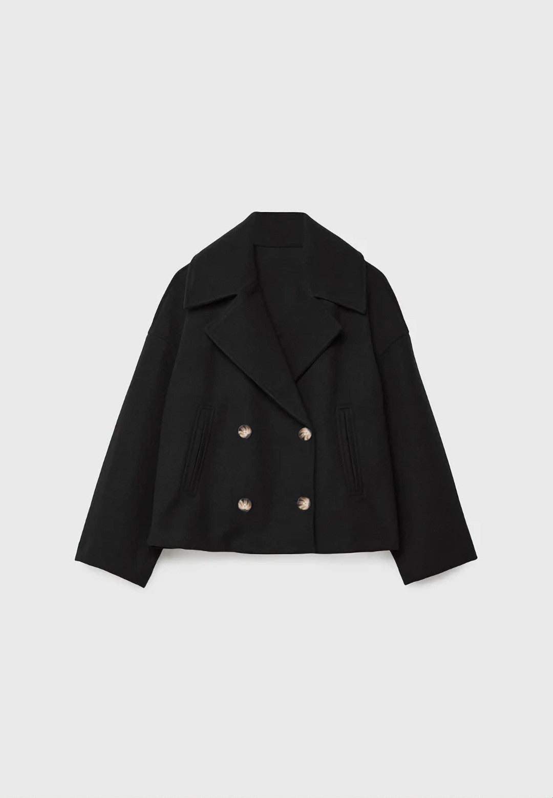 Womens Double Breasted Wool Blend Coat