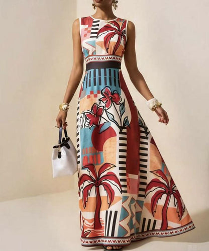 Printed Bohemian Sleeveless Long Dress