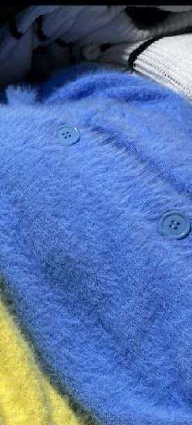 Women's Imitation Mink Fur V-Neck Long Sleeve Knit Cardigan Sweater