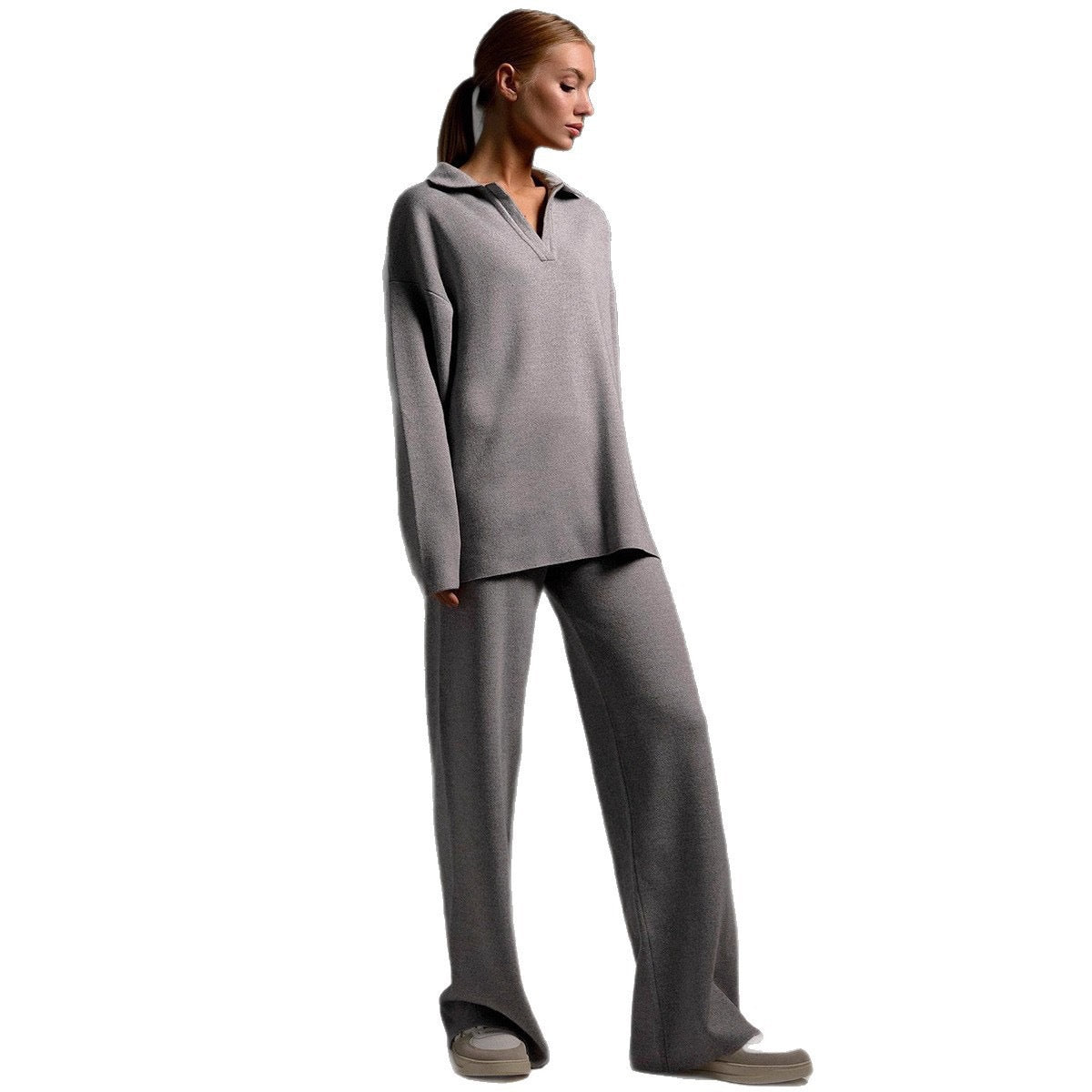 Women's casual long-sleeved solid-color sports outfit