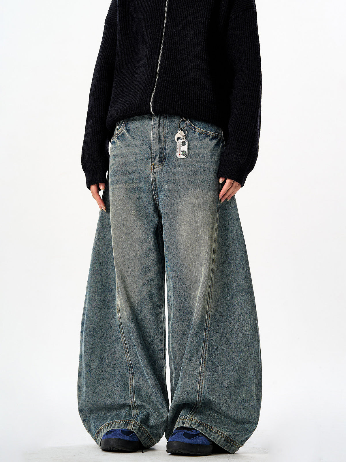 Washed Denim Baggy Pants