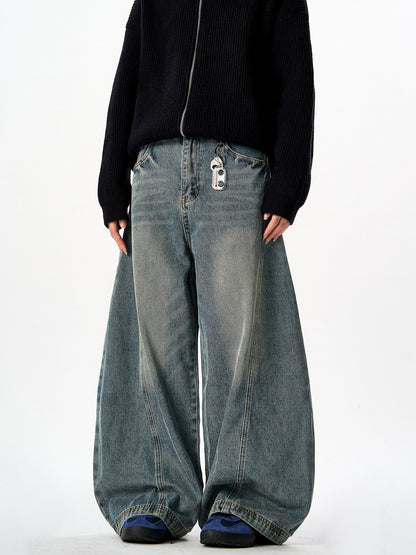 Washed Denim Baggy Pants