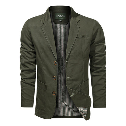 Men's Retro Solid Color Loose Fit Casual Business Jacket