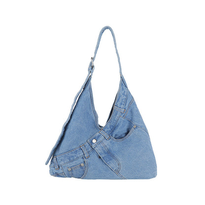 Denim Canvas Tote Bag with Shoulder Strap
