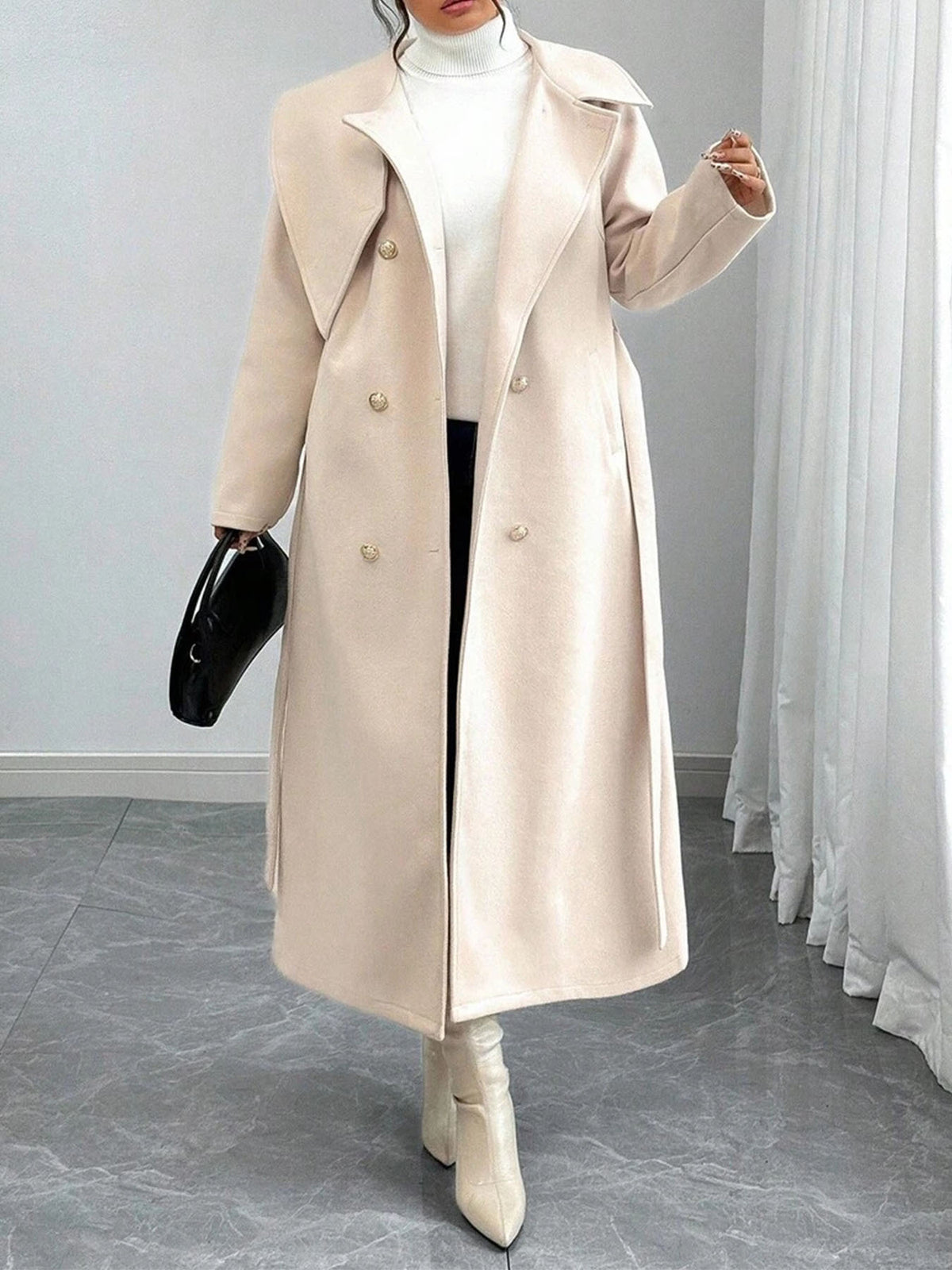 Women's Double-Breasted Wool Blend Coat