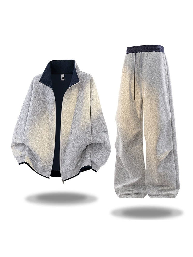 Mens Retro Cotton Blend Cardigan and Pants Set