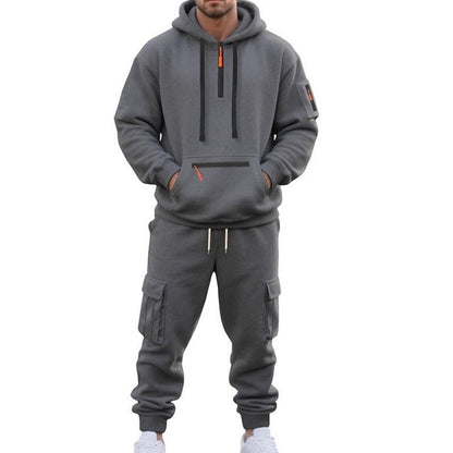 Mens Half Zip Hooded Sweatshirt and Joggers Set