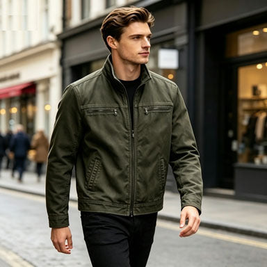 Mens Retro Casual Workwear Jacket Cotton Long Sleeve Coat