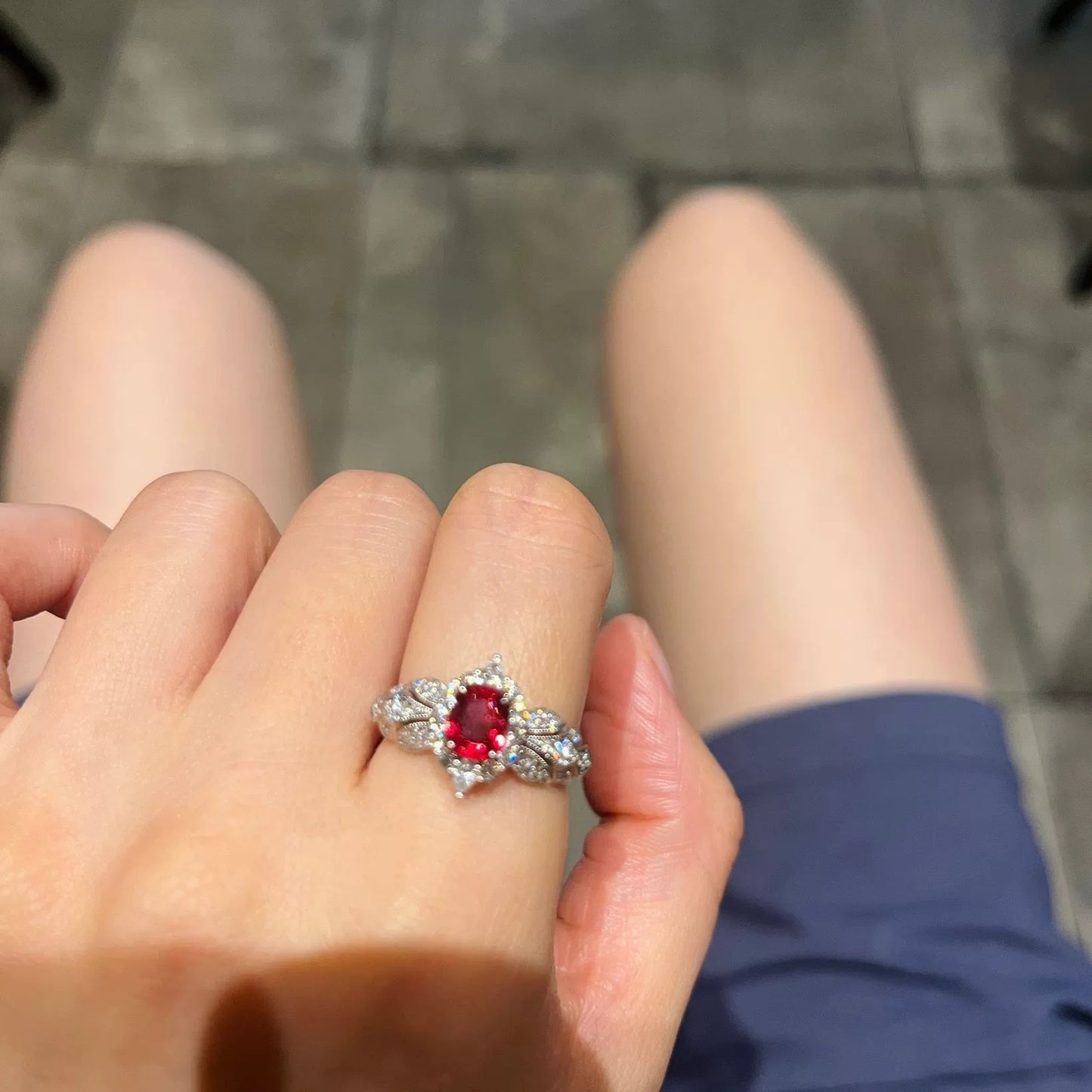 French Retro Ruby Open Ring