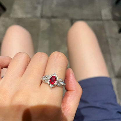 French Retro Ruby Open Ring