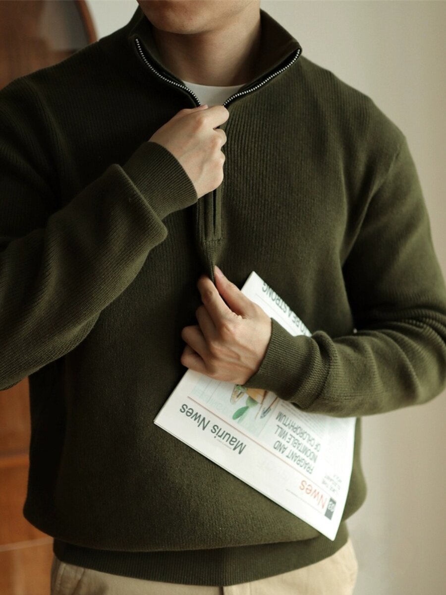 Half-zip turtleneck sweater