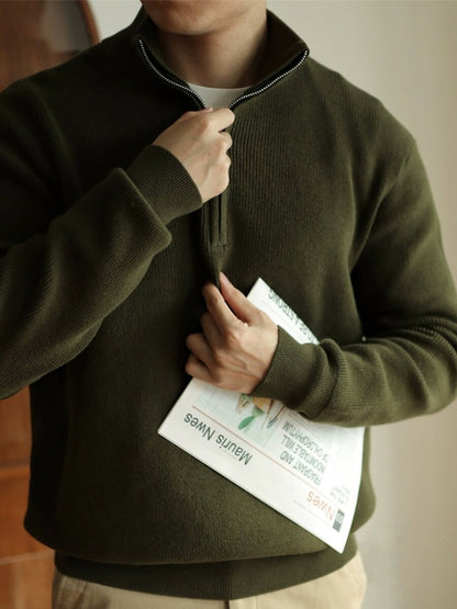 Half-zip turtleneck sweater