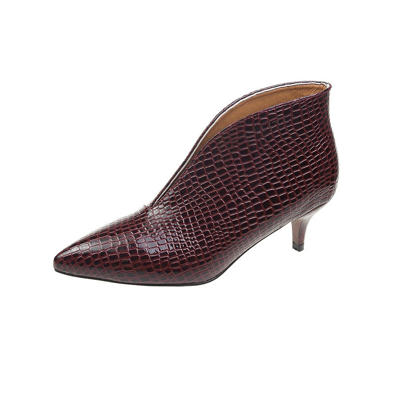 Women's Pointed Toe Patent Leather Short Boots