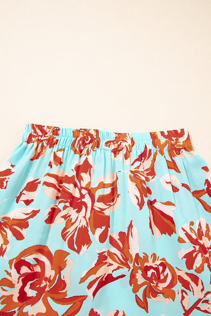 Bohemian maxi-rok met bloemenprint meerdere lagen en split