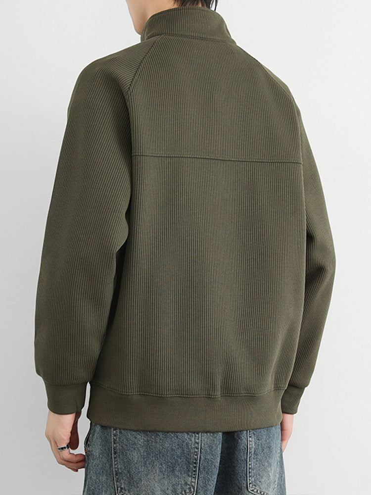 Half-zip stand-up collar sweatshirt
