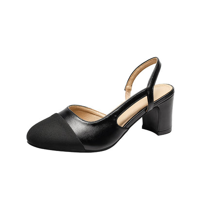Womens Soft Leather Color Block Sandals with Square Toe