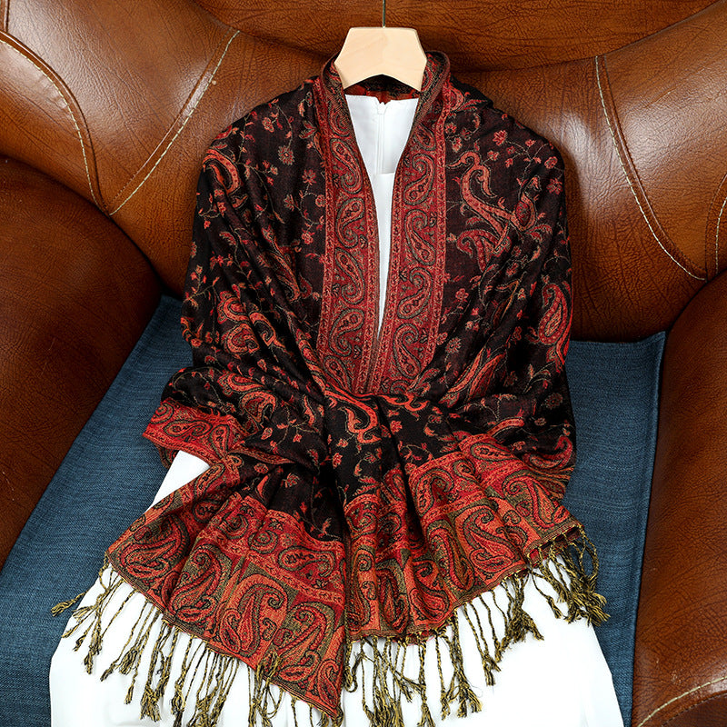 Women's Jacquard Imitation Cashmere Shawl Wrap Long Scarf