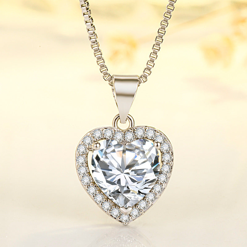 Witte moissanite hart hanger ketting