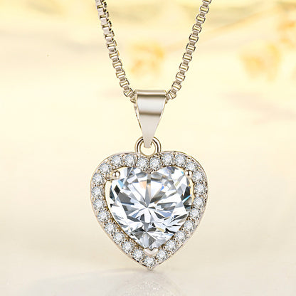 Witte moissanite hart hanger ketting