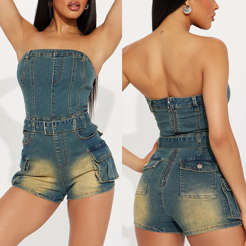 Sleeveless Denim Jumpsuit