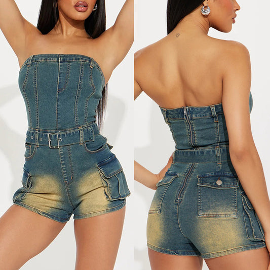 Sleeveless Denim Jumpsuit