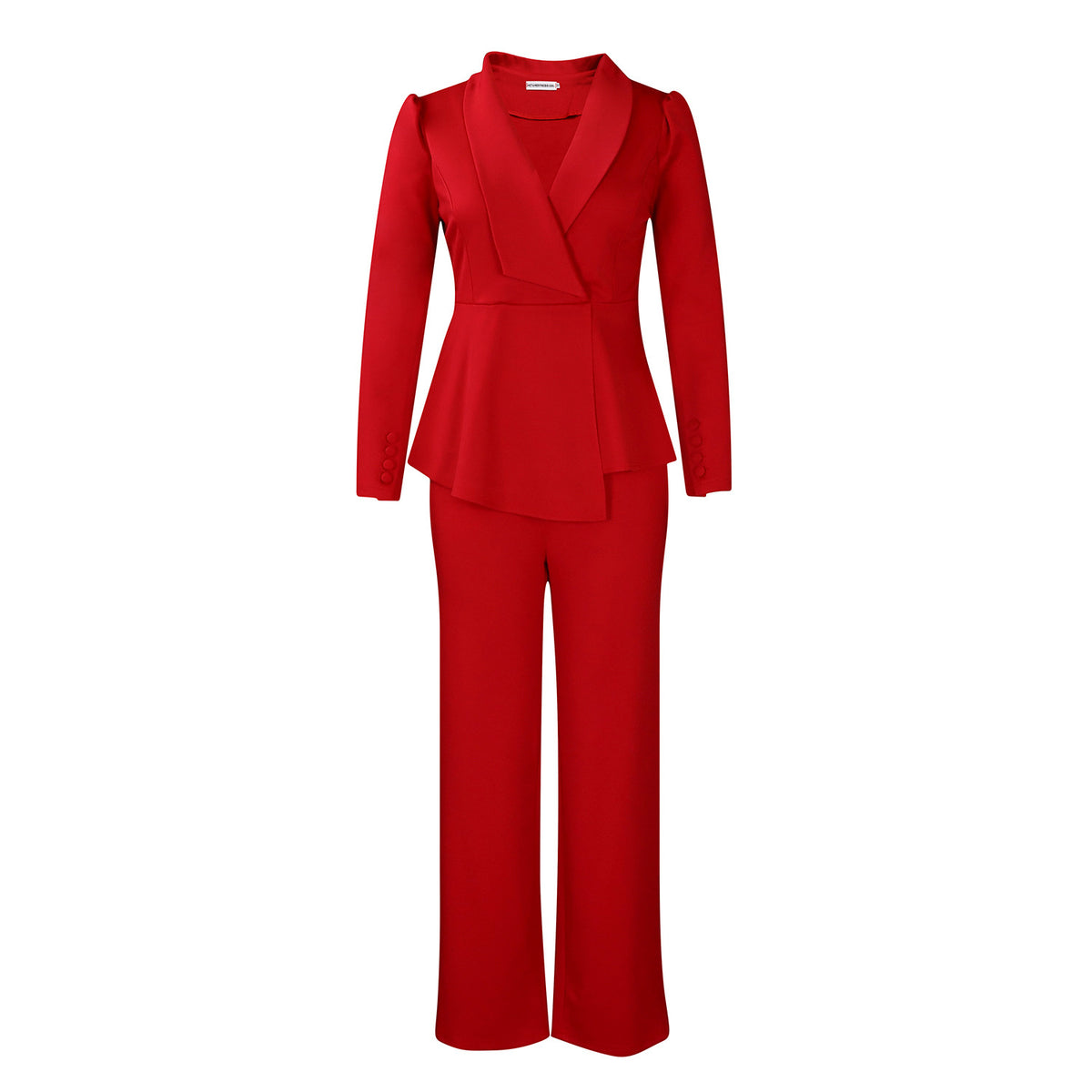Elegant Women's Office Suit Set with Wide Leg Pants