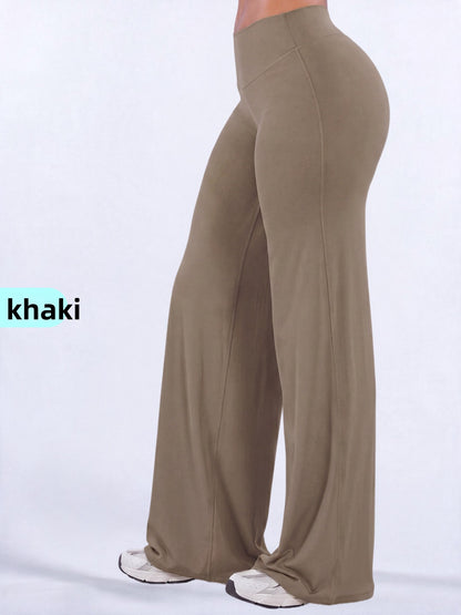 Women's Brushed Fabric High-Waisted Wide-Leg Yoga Running Pants