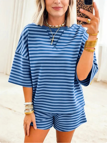 Women's Striped Knit Two-Piece Set