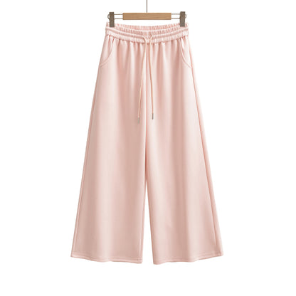 Drawstring Elastic Waist Straight Pants for Women