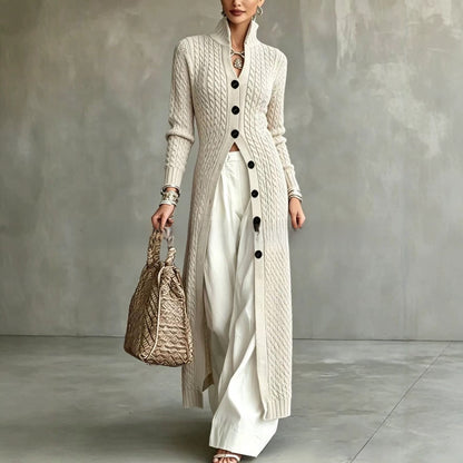 Women's Twist Pattern Stand Collar Long Sleeve Sweater