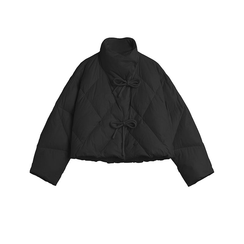 High-end staande kraag eendendons korte jas