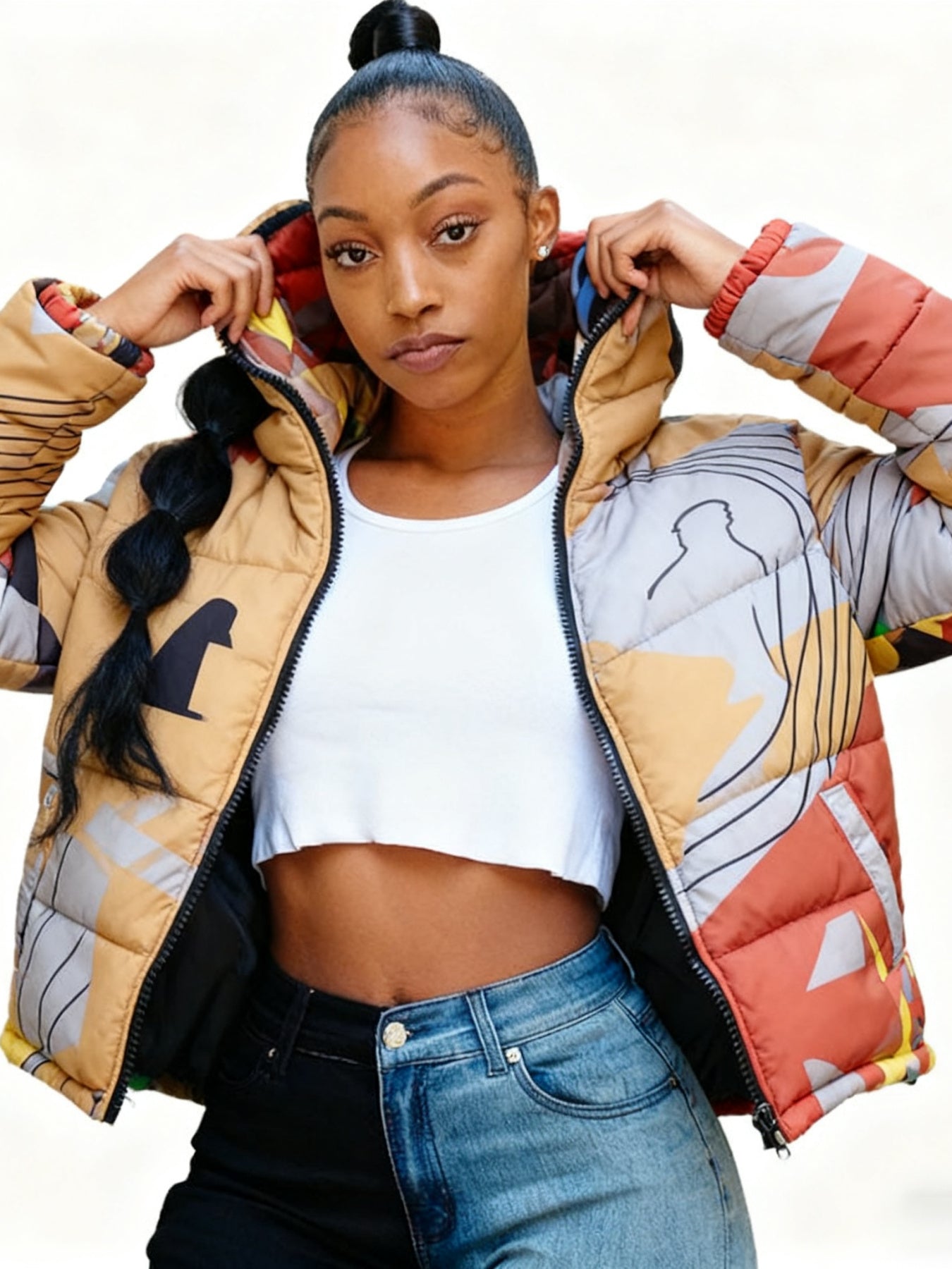 Kleurrijke Korte Pufferjas