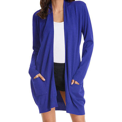 Dames open vest met lange mouwen en zakken