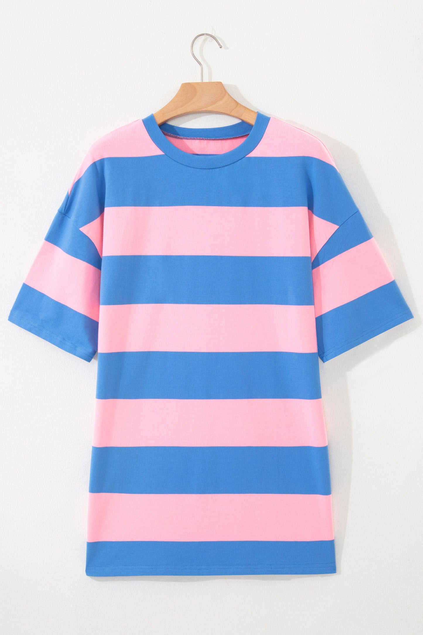 Oversized gestreepte T-shirt met kleurblokken en korte mouwen