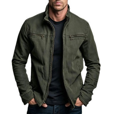 Mens Retro Casual Workwear Jacket Cotton Long Sleeve Coat