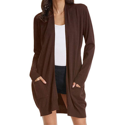 Dames open vest met lange mouwen en zakken