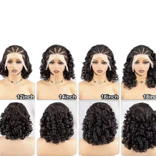Front lace wig with real human hair strands and big curls